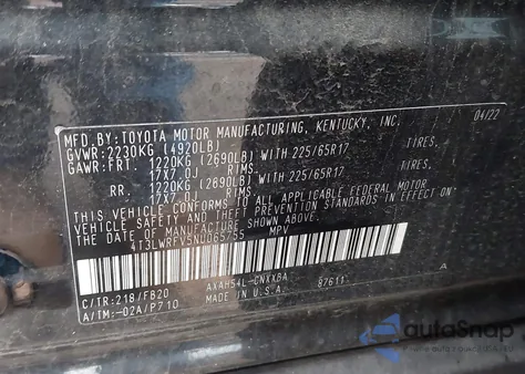 2022 Toyota Rav4 Hybrid Le z USA, uszkodzony, nr VIN 4T3LWRFV5NU065755